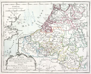 Karte der militärischen Feldzüge von Ludwig XIV. in den Niederlanden, aus Atlas géographique et militaire, veröffentlicht in Paris, 1763